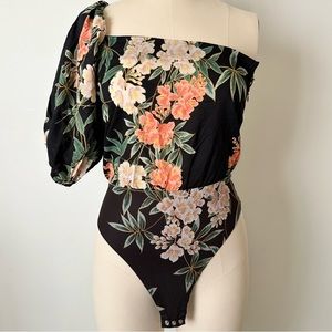 Zara one-shoulder floral bodysuit